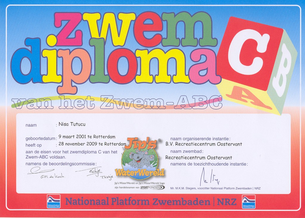 Nisa TUTUCU Zwem Diploma C